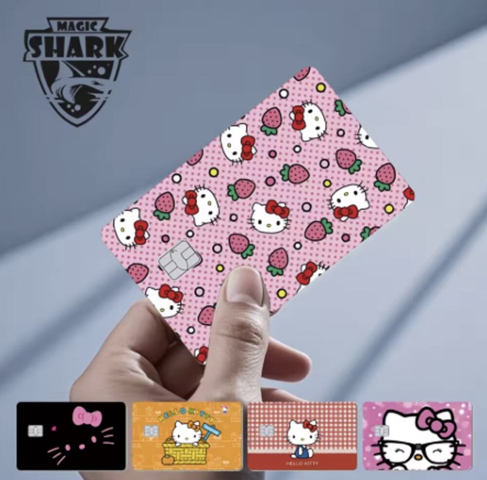New Magic Shark Hello Kitty Matte Credit Card Skin/Sticker, Space for Small Chip